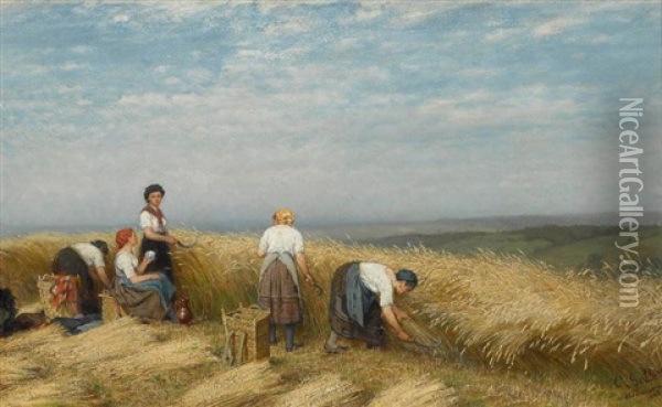 Getreideernte Oil Painting - Casimir Geibel