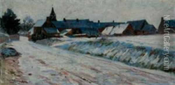 Le Village De Quezy Sous La Neige Oil Painting - Jules Louis Rame