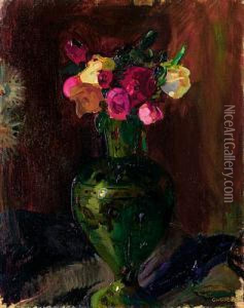 Kwiaty Oil Painting - Gustaw Gwozdecki