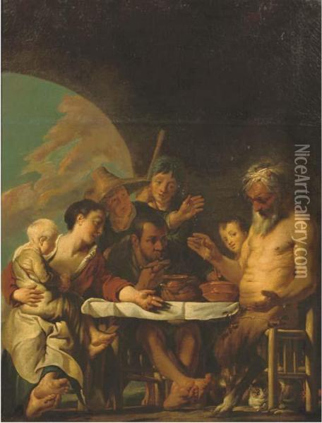 The Satyr And The Peasant Oil Painting - Jacob Jordaens