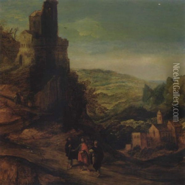 The Road To Emmaus Oil Painting - Joos de Momper the Younger