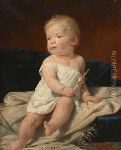 Enfant Au Hochet Oil Painting - Adolphe Yvon