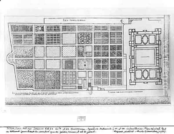 Plan of the Palace and Garden of the Tuileries Paris Oil Painting - J. Androuet (du Cerceau) Ducerceau