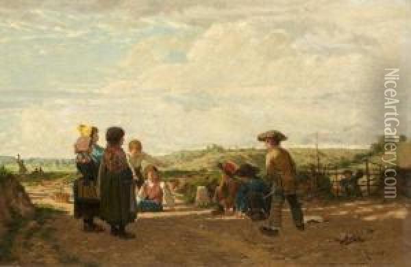 Jeux D'enfants Oil Painting - Antoine Edouard Joseph Moulinet