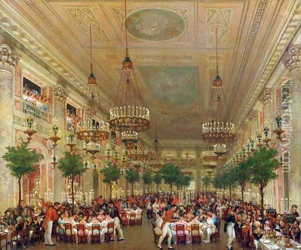 Feast at the Tuileries to Celebrate the Marriage of Leopold I, 1832 Oil Painting - Le Baron Attalin