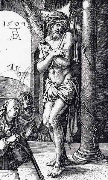 Man Of Sorrows By The Column (Engraved Passion) Oil Painting - Albrecht Durer