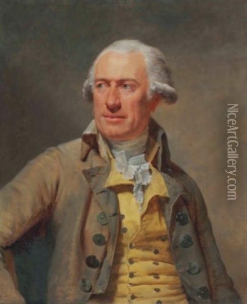 Portrait Of The Architect Louis-francois Petit Radel (1740-1818), Half-length Oil Painting - Joseph-Siffred Duplessis