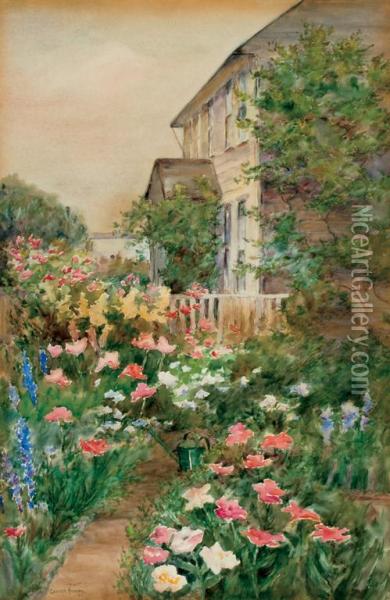 A Nantuckert Flower Garden Oil Painting - Carroll Butler Brown