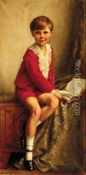 Portrait Of Teddy, Son Of Lieutenant B.W.G Oates, R.N.V.R. Oil Painting - Herbert James Draper