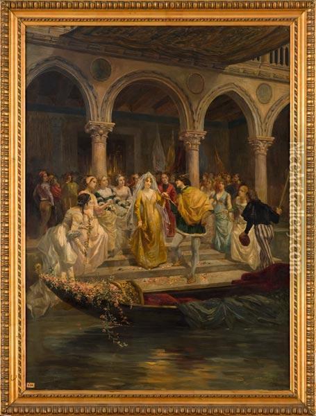 Scena Nuziale A Venezia In Costume Rinascimentale Oil Painting - Pietro Gabrini