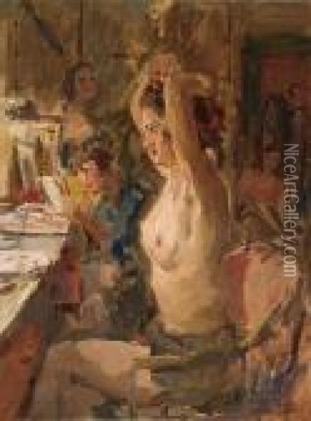 In The Dressing Room Of The Scala Theatre The Hague Oil Painting - Isaac Israels