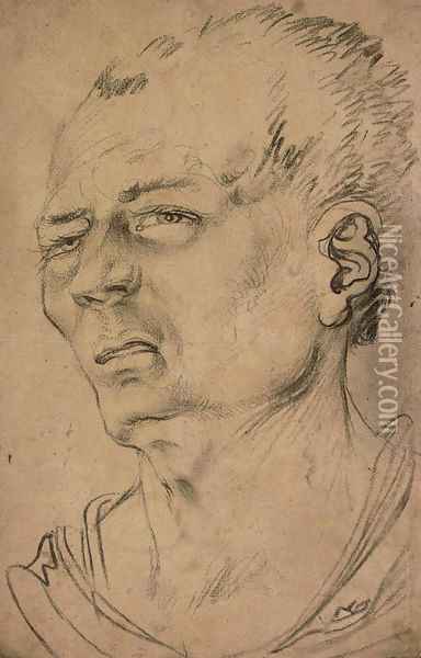Head of a man, in three-quarter-profile to the left Oil Painting - Hans Baldung Grien