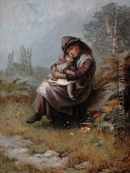 A Rest by the Wayside 1872 Oil Painting - Jane Maria Bowkett