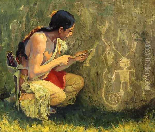 The Pictographs Oil Painting - Eanger Irving Couse