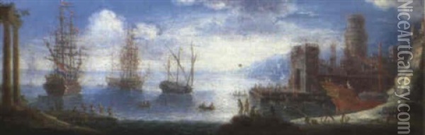 Scene De Port Mediterraneen Oil Painting - Orazio Grevenbroeck