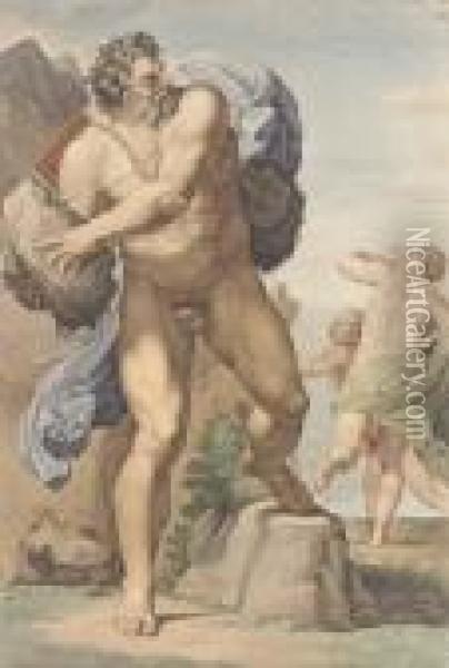 Polyphemus Hurling A Rock At Acis And Galatea Oil Painting - Annibale Carracci