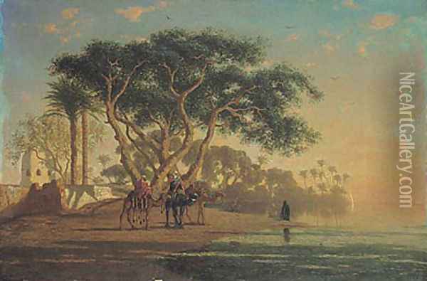 Arab Oasis, 1853 Oil Painting - Narcisse Berchere