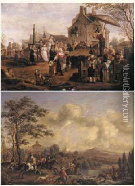 Ensemble De Deux OEuvres De Van Falens : Oil Painting - Carel van Falens or Valens