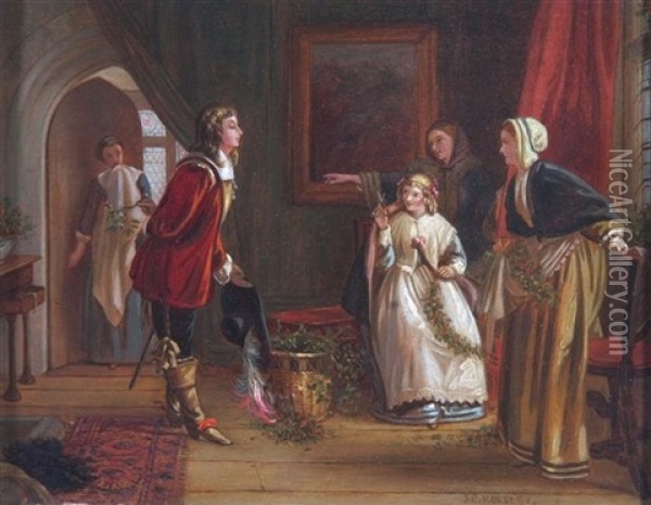 The Cavalier's Entrance Oil Painting - John Callcott Horsley