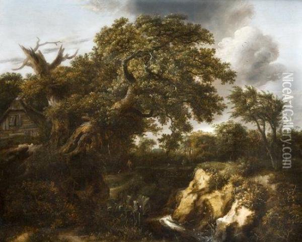 Ruisseau Traversant Un Paysage Boise Oil Painting - Jacob Van Ruisdael