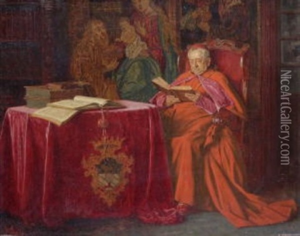 Kardinal Bei Der Lekture Oil Painting - Wilhelm Loewith
