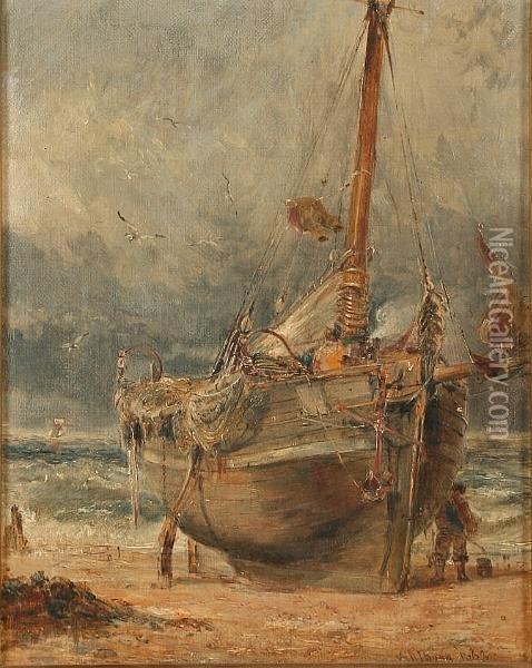 Fishing Boat On The Shore Oil Painting - William Joseph Caesar Julius Bond