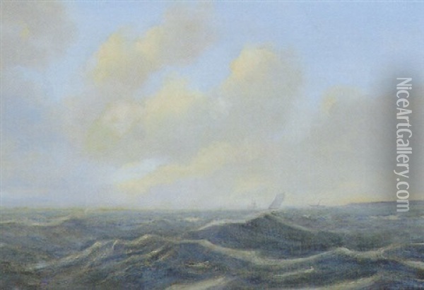 Marine Med Enkelte Skibe I Oprort Hav Oil Painting - Daniel Hermann Anton Melbye