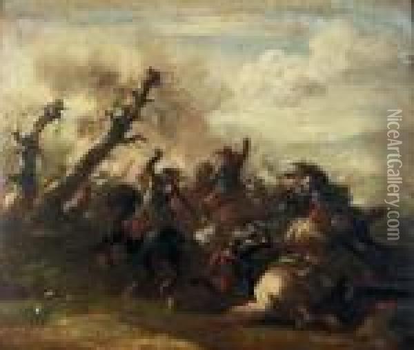 A Cavalry Skirmish Oil Painting - Francesco Simonini