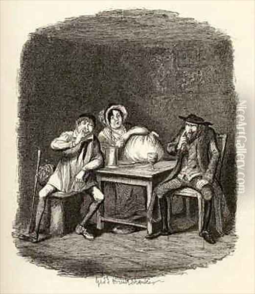 The Jew and Morris Bolter begin to understand each other Oil Painting - George Cruikshank I