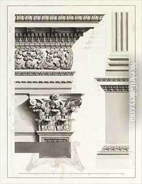 Elevation of Pedestal Entablature of the Arch at Tripoli Oil Painting - James (Abyssinian Bruce) Bruce