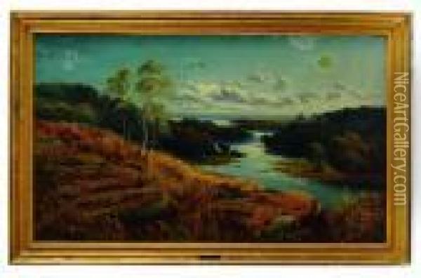 Paisaje Con Bosque Y Rio Oil Painting - Edmund John Niemann, Snr.