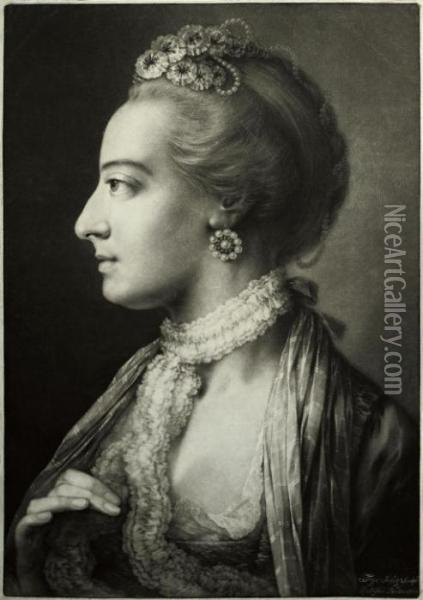 A Fashionable Lady, In Profile To The Left, From Oil Painting - Thomas Frye
