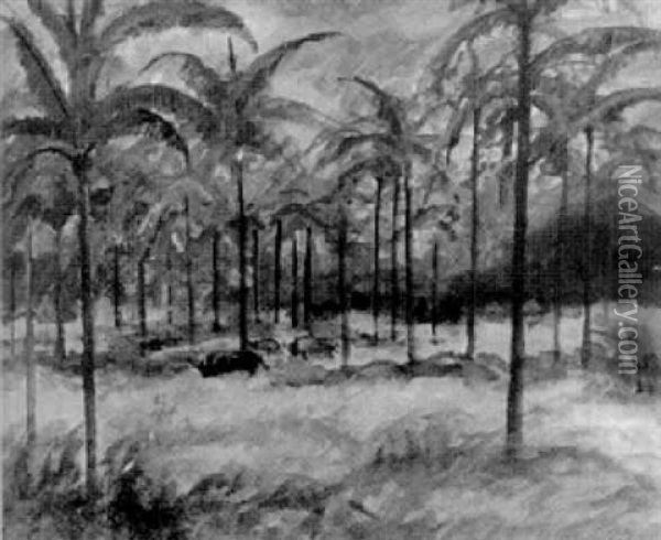 Palmenwald, Brasilien Oil Painting - Alfred Hermann Helberger