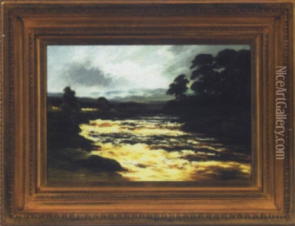 River Landscape Oil Painting - William Beattie Brown