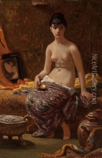 Study For Odalisque Oil Painting - Elihu Vedder