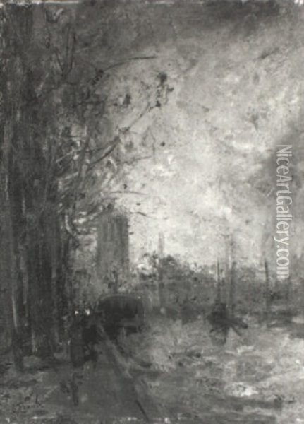 A View Of Dordrecht Oil Painting - Lucien Frank