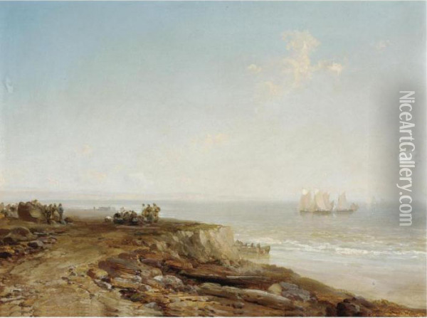 Brittany Coast Oil Painting - James Webb