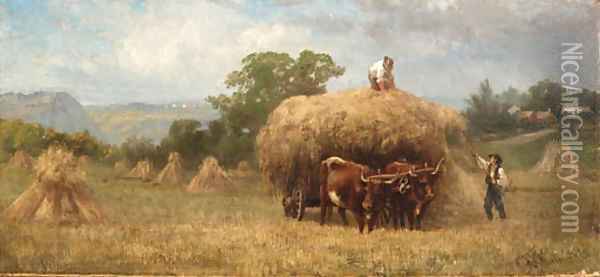 Harvesting Oil Painting - Frederick Rondel Sr.