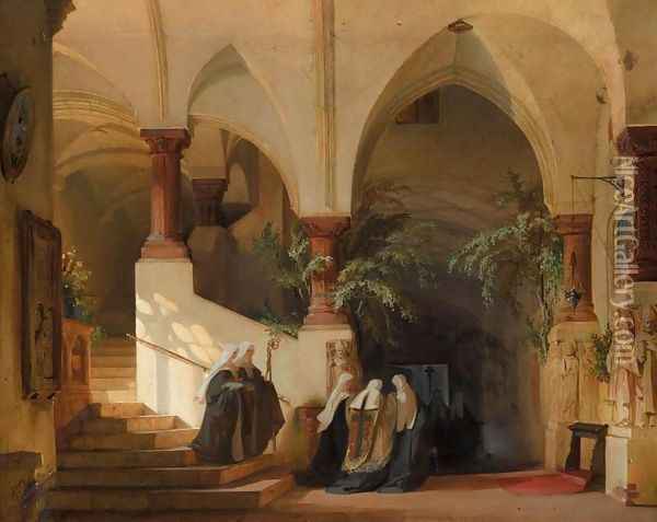 Italian Convent (Ein Italienisches Kloster) Oil Painting - Domenico II Quaglio