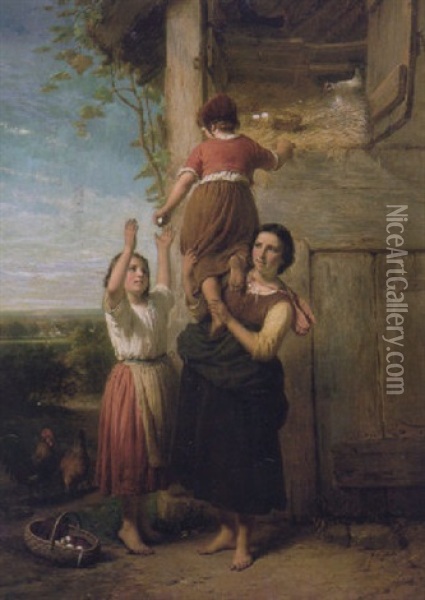Gathering The Eggs Oil Painting - Henry Campotosto