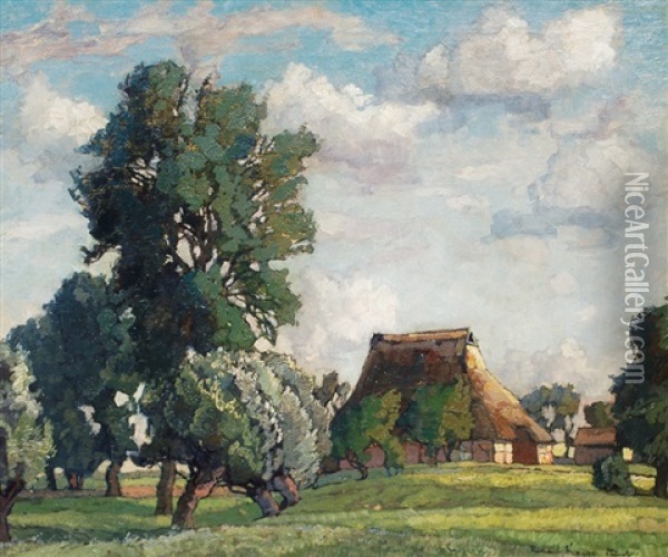 Thatched-roof House In North Germany Oil Painting - Richard Kaiser