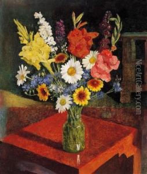 Still-life Of Flowers Oil Painting - Endre Hegedus