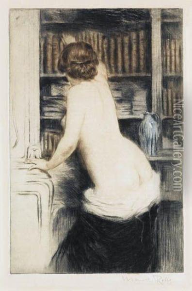 La Bibliothecaire Oil Painting - Manuel Robbe