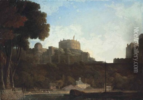 A View Of Windsor Castle From The Thames Oil Painting - Thomas Christopher Hofland
