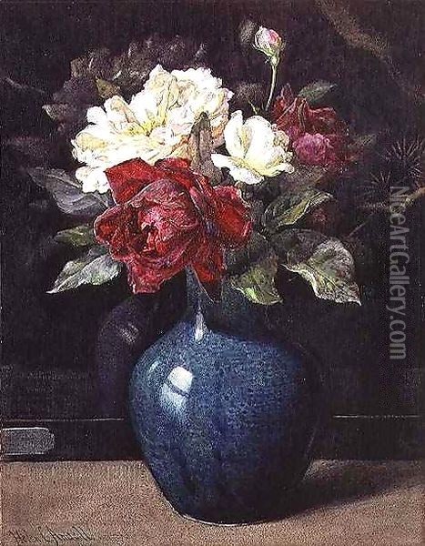 Roses in a Vase Oil Painting - Helen Cordelia Coleman Angell