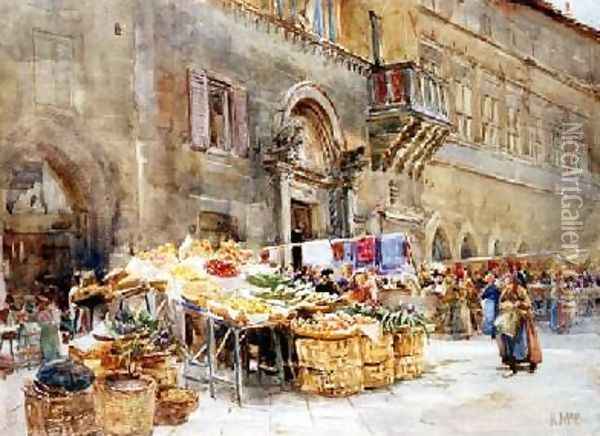 Before the house of the Captain of the People Perugia 1906 Oil Painting - Katharine McCracken