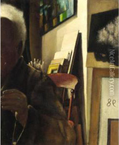 Self Portrait In The Studio Oil Painting - Arthur Segal