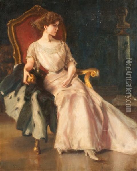Baronin Elisabeth Von Wichmann Oil Painting - Albert von Keller