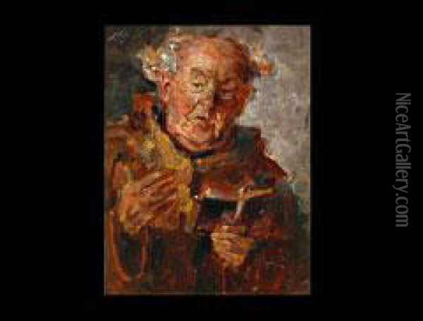 Monch In Brauner Kutte Mit Brevier Oil Painting - Rudolf Wolf