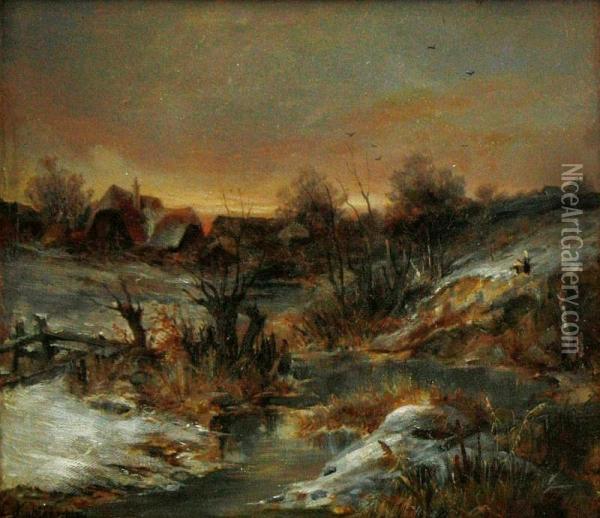 Winterabend Oil Painting - Erich Kubierschky